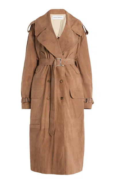 Niccolò Pasqualetti Cavo Suede Trench Coat In Brown