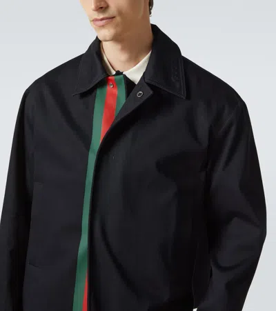 Gucci Cotton Canvas Overshirt In Blue