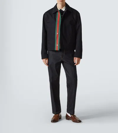 Gucci Cotton Canvas Overshirt In Blue