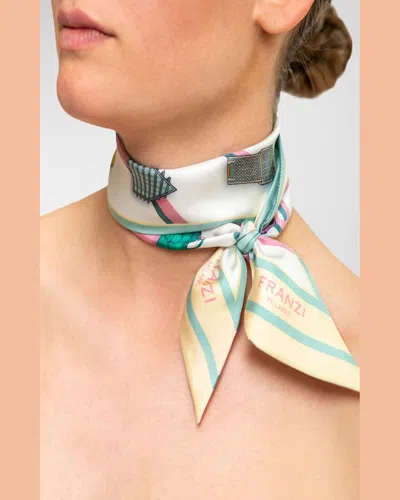 Franzi Printed Twill Silk Bandeau Scarf In Sage