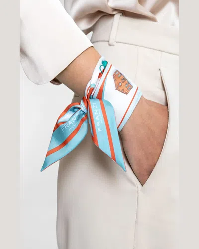 Franzi Printed Twill Silk Bandeau Scarf In Light Blue