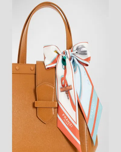 Franzi Printed Twill Silk Bandeau Scarf In Light Blue