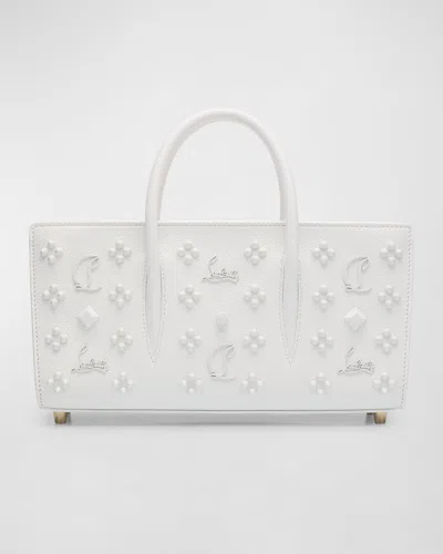 Christian Louboutin Paloma Baguette In Leather With Loubinthesky Spikes In Bianco