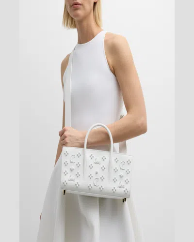 Christian Louboutin Paloma Baguette In Leather With Loubinthesky Spikes In Bianco