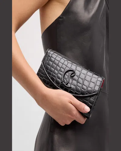 Christian Louboutin Loubi54 Wallet On Chain In Alligator Embossed Leather In Black