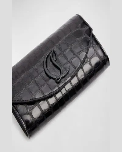 Christian Louboutin Loubi54 Wallet On Chain In Alligator Embossed Leather In Black