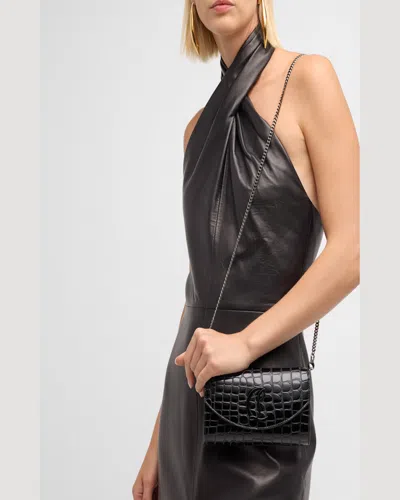 Christian Louboutin Loubi54 Wallet On Chain In Alligator Embossed Leather In Black