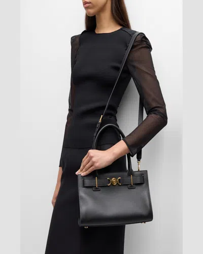 Versace Medusa 95 Large Leather Tote Bag In Black