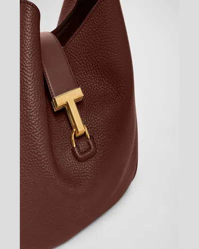 Tom Ford Monarch Large Hobo Bag In Leather In Black