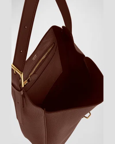 Tom Ford Monarch Large Hobo Bag In Leather In Black