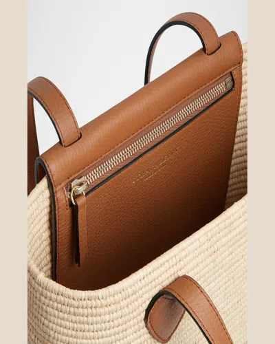 Strathberry Basket Raffia & Leather Shoulder Bag In Tan