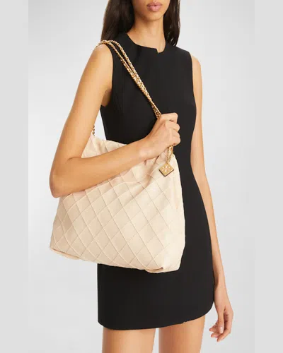 Tory Burch Fleming Soft Leather Shoulder Bag In New Cream