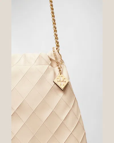 Tory Burch Fleming Soft Leather Shoulder Bag In New Cream