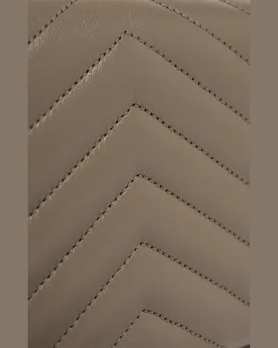 Saint Laurent Ysl Monogram Large Envelope Flap Wallet In Smooth Leather In Greyish Brown