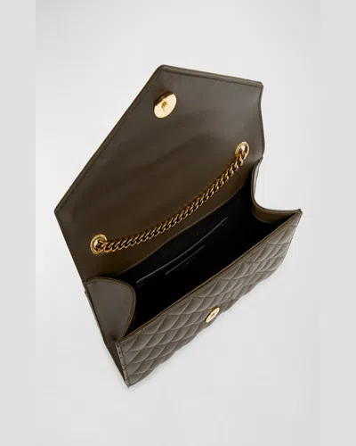 Saint Laurent Envelope Triquilt Small Ysl Shoulder Bag In Smooth Leather In Light Musk