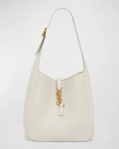 Saint Laurent Le 5 A 7 Ysl Small Hobo In Smooth Supple Leather In Crema Soft