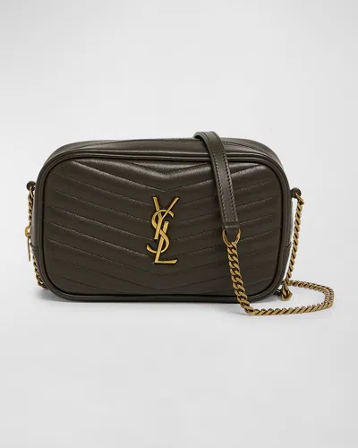 Saint Laurent Lou Mini Ysl Camera Bag In Smooth Quilted Leather In Light Musk