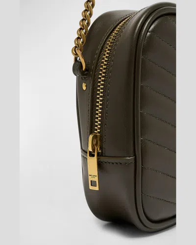 Saint Laurent Lou Mini Ysl Camera Bag In Smooth Quilted Leather In Light Musk