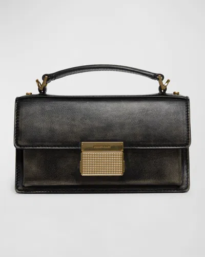 Golden Goose Venice Small Bag In Black Palmellate Leather And Gold Details In Black