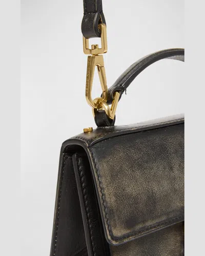 Golden Goose Venice Small Bag In Black Palmellate Leather And Gold Details In Black