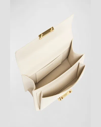 Golden Goose Deluxe Brand Structured Handbag With Gold-tone Clasp And Detachable Strap In White