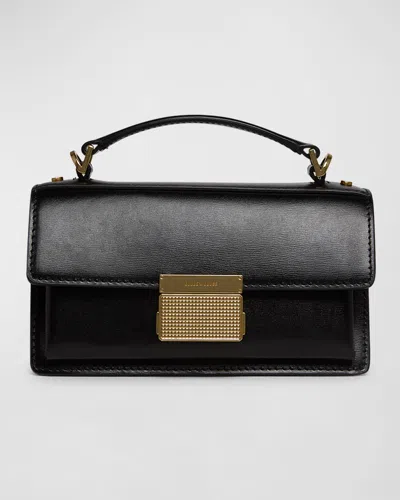 Golden Goose Venice Small Bag In Black Palmellate Leather And Gold Details In Black