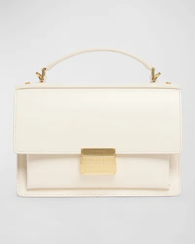 Golden Goose 'venezia' White Handbag With Lettering Logo And Clasp Closure In Leather Woman In White
