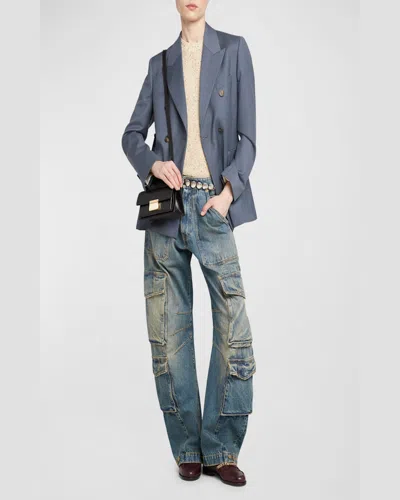 Golden Goose Venice Small Bag In Black Palmellate Leather And Gold Details In Black