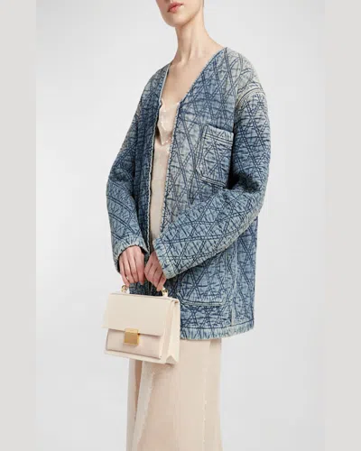 Golden Goose 'venezia' White Handbag With Lettering Logo And Clasp Closure In Leather Woman In White