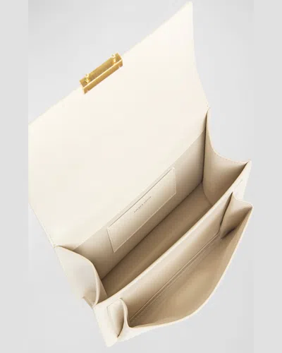 Golden Goose 'venezia' White Handbag With Lettering Logo And Clasp Closure In Leather Woman In White