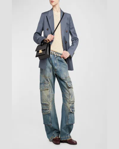 Golden Goose Venezia Bag Palmellato Leather Body Gold Metal Details Bags In Black