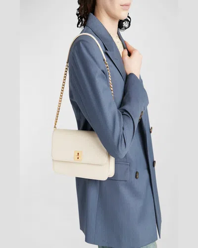 Golden Goose Gioia Flap Leather Shoulder Bag In Buttercream