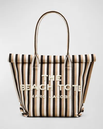 Marc Jacobs The Striped Jacquard Beach Tote Bag In Camel Multi