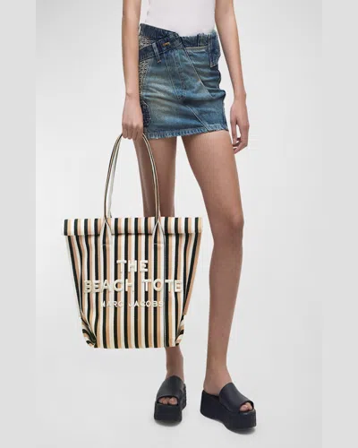 Marc Jacobs The Striped Jacquard Beach Tote Bag In Camel Multi