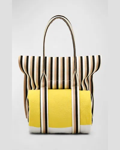 Marc Jacobs The Striped Jacquard Beach Tote Bag In Camel Multi