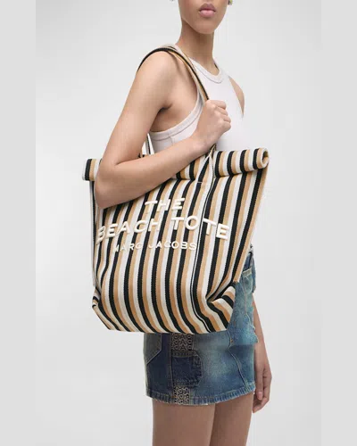 Marc Jacobs The Striped Jacquard Beach Tote Bag In Camel Multi