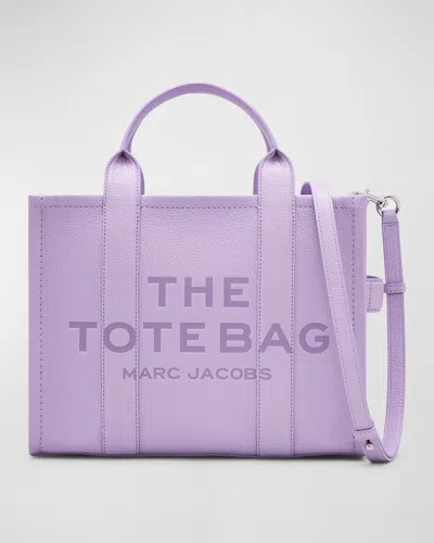 Marc Jacobs The Leather Medium Tote Bag In Purple