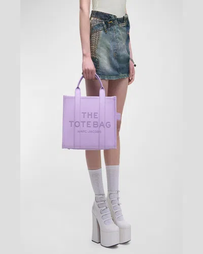 Marc Jacobs The Leather Medium Tote Bag In Purple