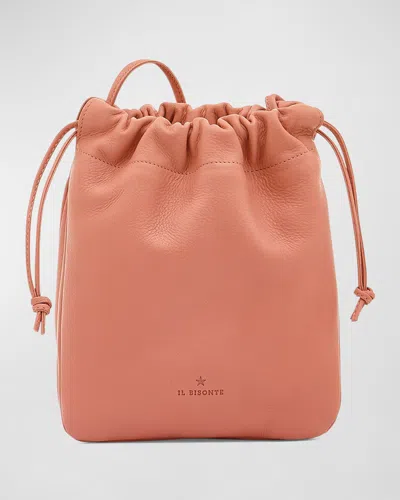 Il Bisonte Bellini Drawstring Leather Bucket Bag In Pompelmo