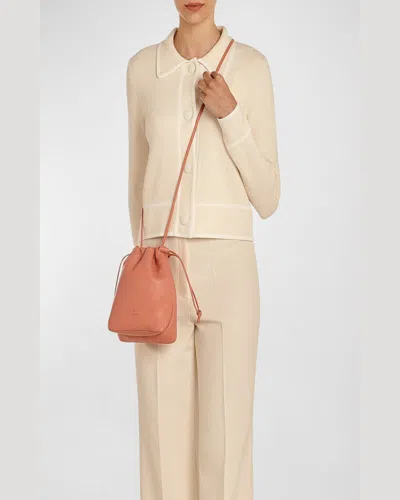 Il Bisonte Bellini Drawstring Leather Bucket Bag In Pompelmo
