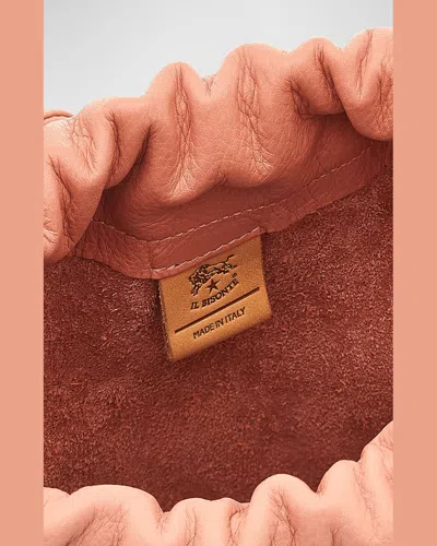 Il Bisonte Bellini Drawstring Leather Bucket Bag In Pompelmo