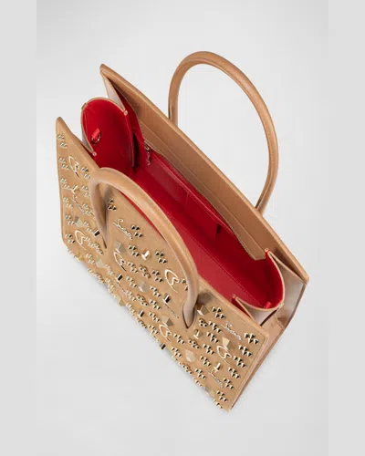 Christian Louboutin Paloma Medium Top Handle In Loubinthesky Suede In Sand