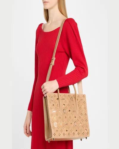 Christian Louboutin Paloma Medium Top Handle In Loubinthesky Suede In Sand