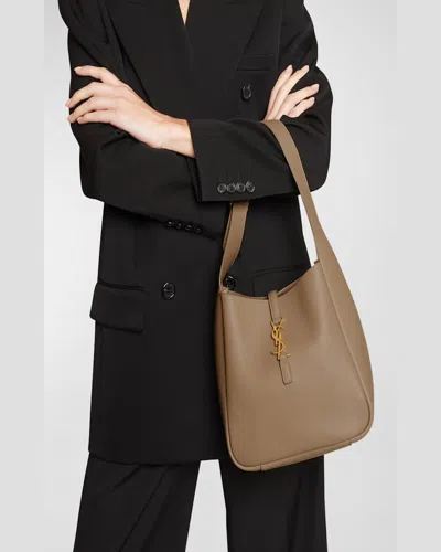 Saint Laurent Le 5 A 7 Ysl Small Hobo In Smooth Supple Leather In Black