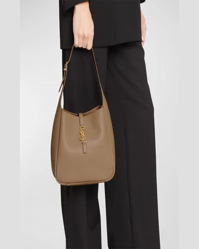 Saint Laurent Le 5 A 7 Ysl Small Hobo In Smooth Supple Leather In Black