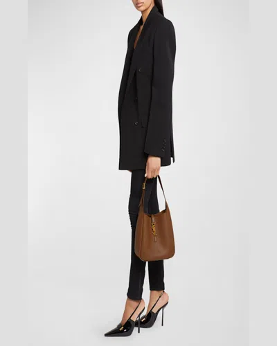 Saint Laurent Le 5 A 7 Ysl Small Hobo In Smooth Supple Leather In Black