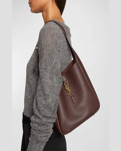 Saint Laurent Le 5 A 7 Ysl Small Hobo In Smooth Supple Leather In Black