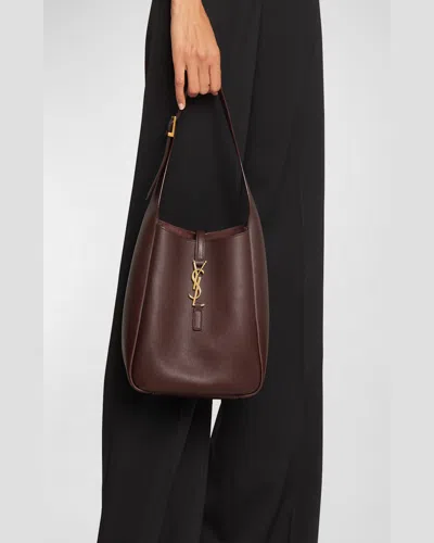 Saint Laurent Le 5 A 7 Ysl Small Hobo In Smooth Supple Leather In Black