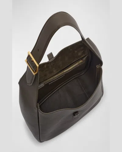 Saint Laurent Le 5 A 7 Ysl Small Hobo In Smooth Supple Leather In Black