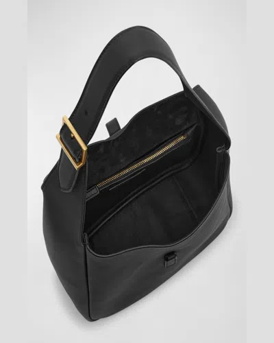 Saint Laurent Le 5 A 7 Ysl Small Hobo In Smooth Supple Leather In Black